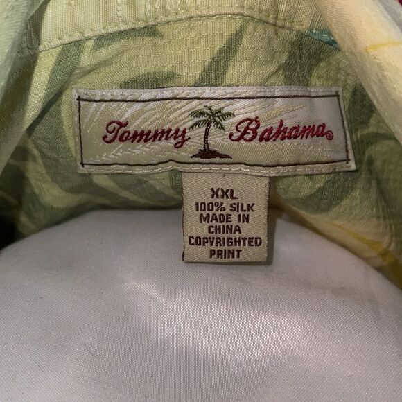 Tommy Bahama Men Silk Button Down Short Sleeve Shirt Yellow Green Blue Palms XXL - Picture 10 of 10